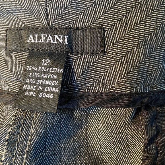 NWT Alfani Trousers In Gray Herringbone. Wide Leg And A Boardroom Esssential. - Picture 2 of 8